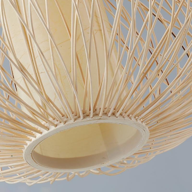 Candyfloss Shaped Ceiling Light Horizontally Oval Bamboo Woven Pendant Light