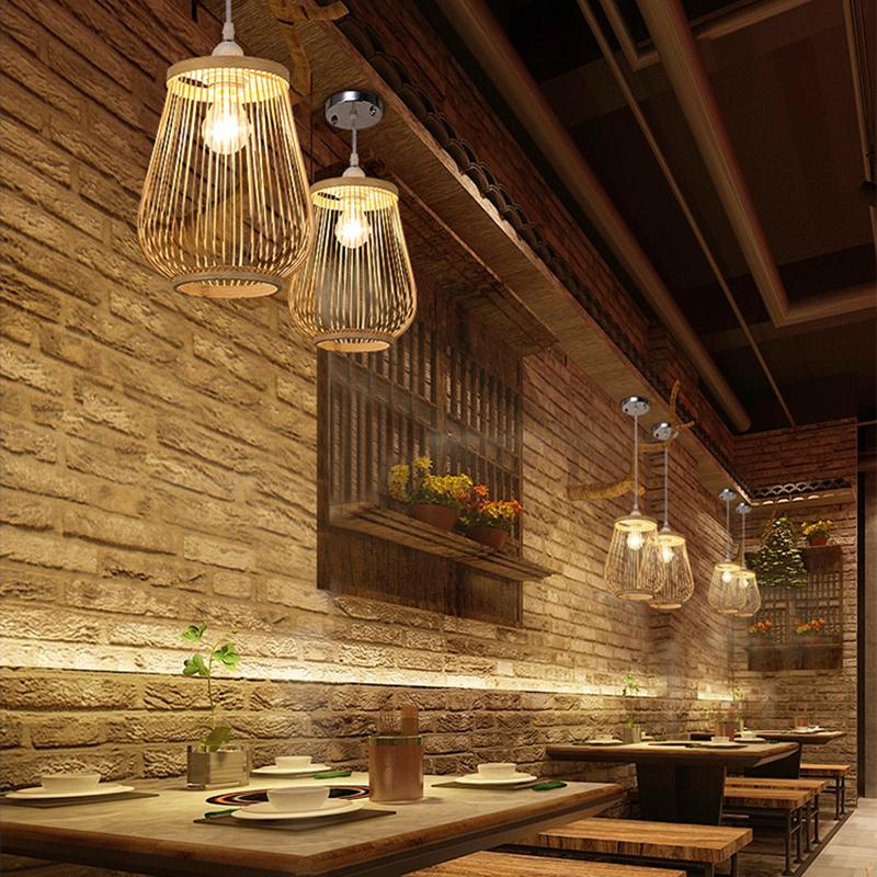 Cage-shaped Rustic Pendant Lighting Natural Bamboo Pendant Lighting Hanging