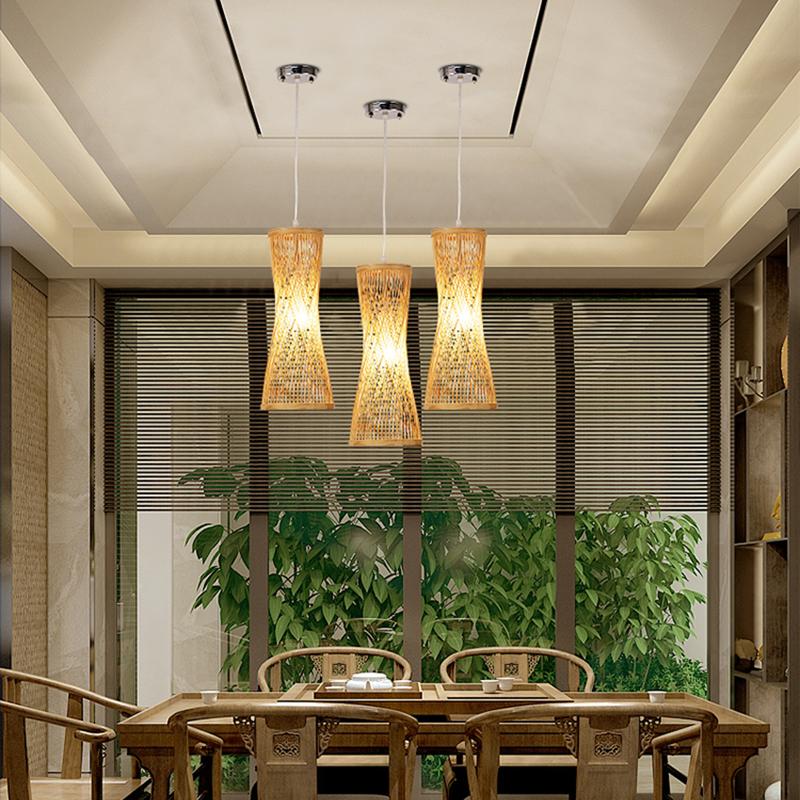 Cage-shaped Rustic Pendant Lighting Natural Bamboo Pendant Lighting Hanging