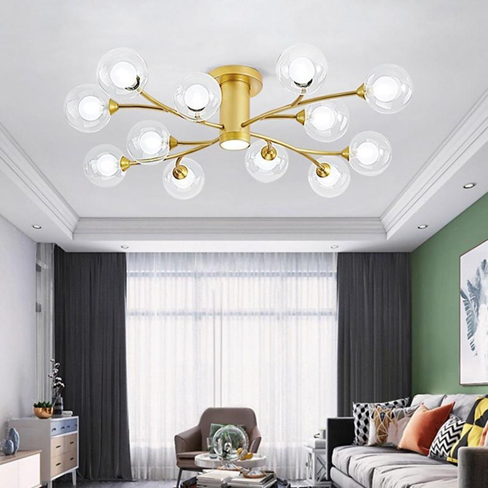 Globe Metal Glass Industrial LED Flush Mount Ceiling Lights for Bedroom