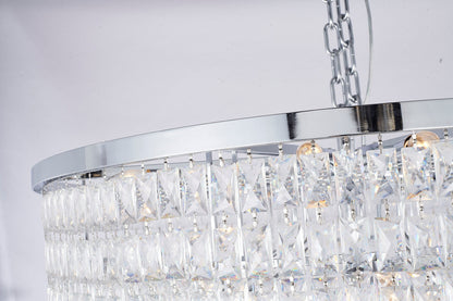 32" Chrome Metal 7-Tier Chandelier With Clear Crystals