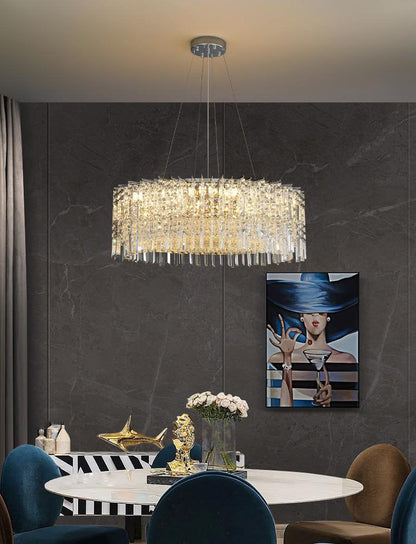 Ischia di Castro | Modern Luxury Drum Crystal LED Chandelier in Creative Design, Gold, Dia31.5xh11.0", Cool Light, Non-Dimmable