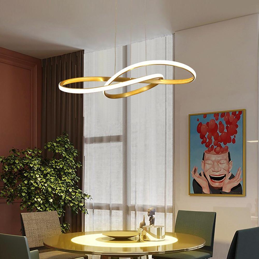 Interweaved Wave LED Gold Modern Hanging Lamp Island Lights Pendant Light