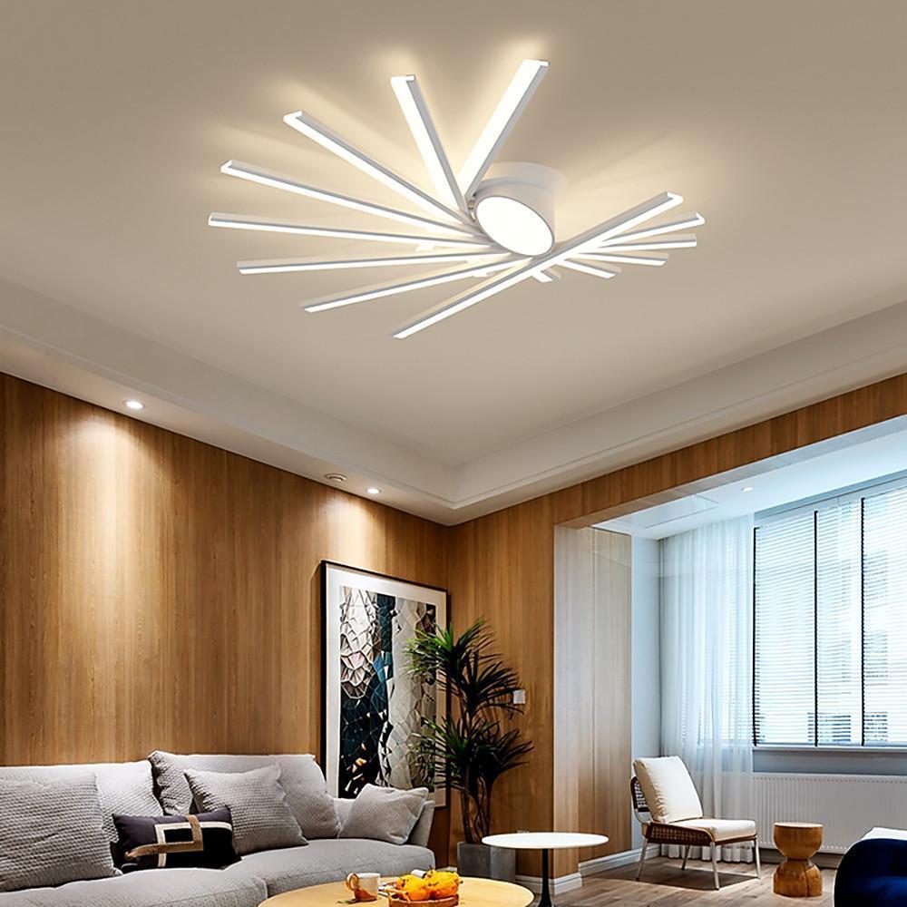 Creative Linear Oval Sticks LED White Modern Flush Mount Ceiling Light