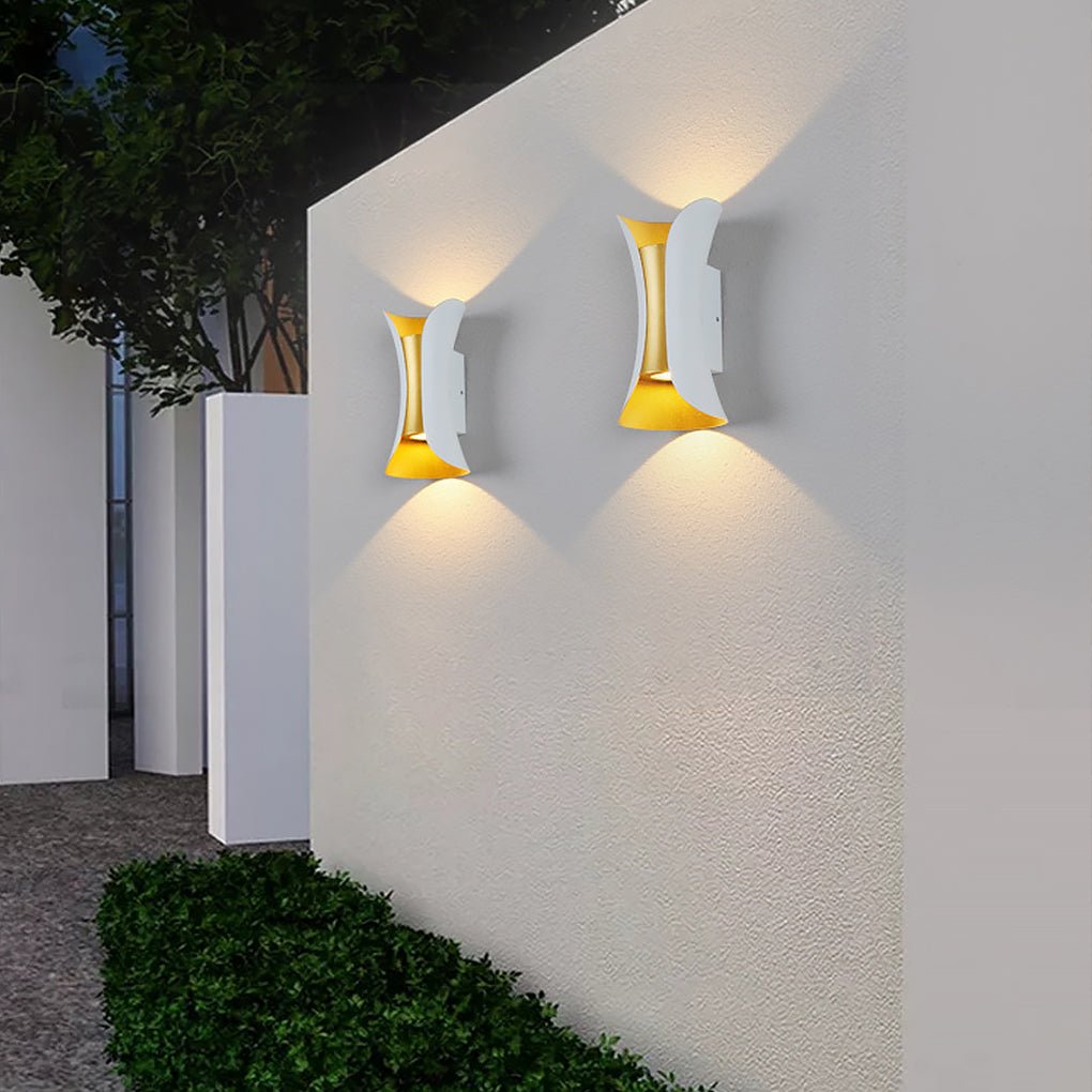 Curved LED Up and Down Lighting Waterproof Modern Outdoor Wall Lights