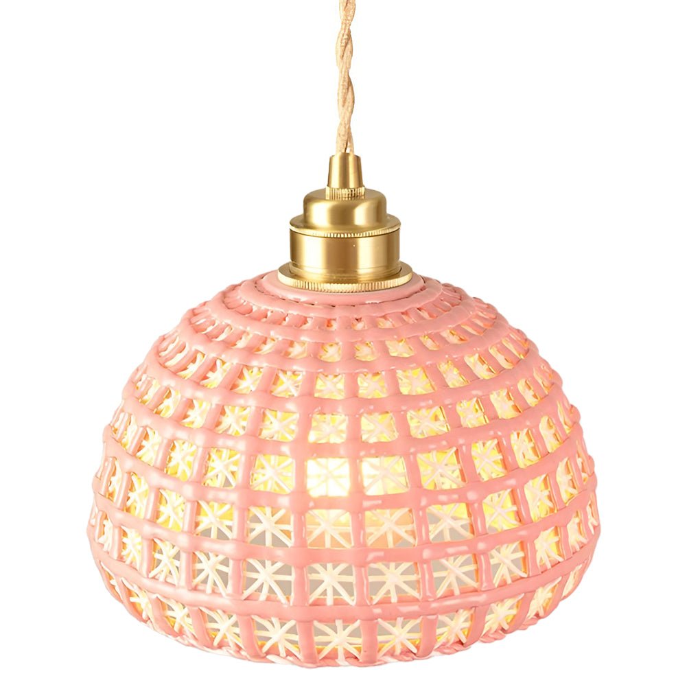 Artistic Semi Globe Ceramic Copper Pendant Light Modern Pendant Lighting