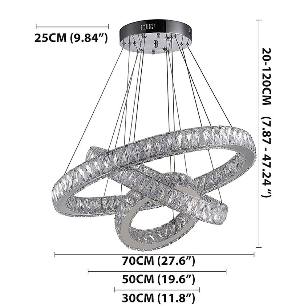 Interwoven Circle Design Chandelier Large Foyer Metal Crystal Ceiling Light