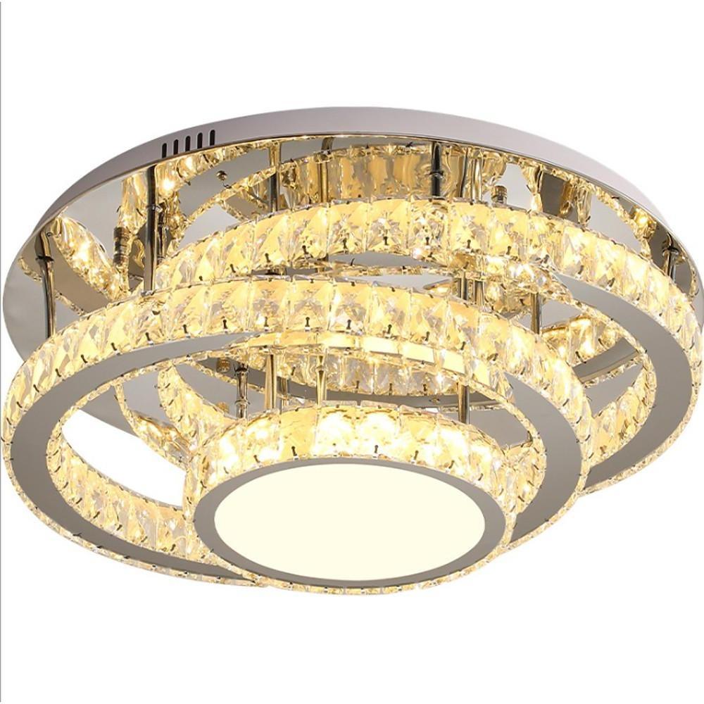 Gradated Flush Mount Ceiling Light Industrial Acrylic Stainless Steel LED Light