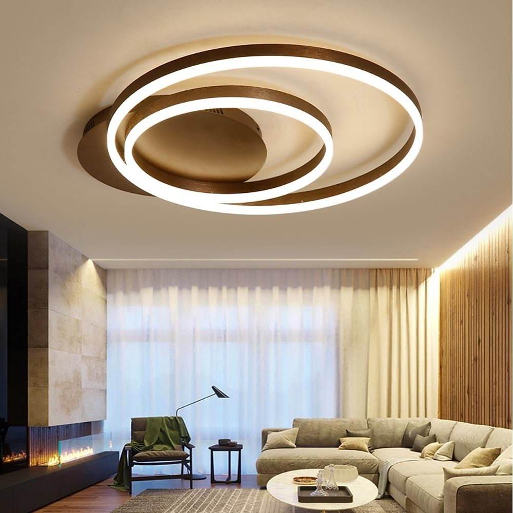 Creative 2 Circles Dimmable LED Modern Flush Mount Ceiling Light with Remote