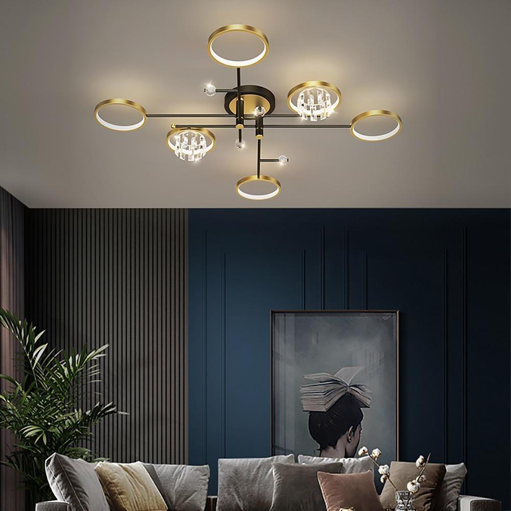 Geometric Crystal Metal Flush Mount Ceiling Light Multiple Lights for Living Room