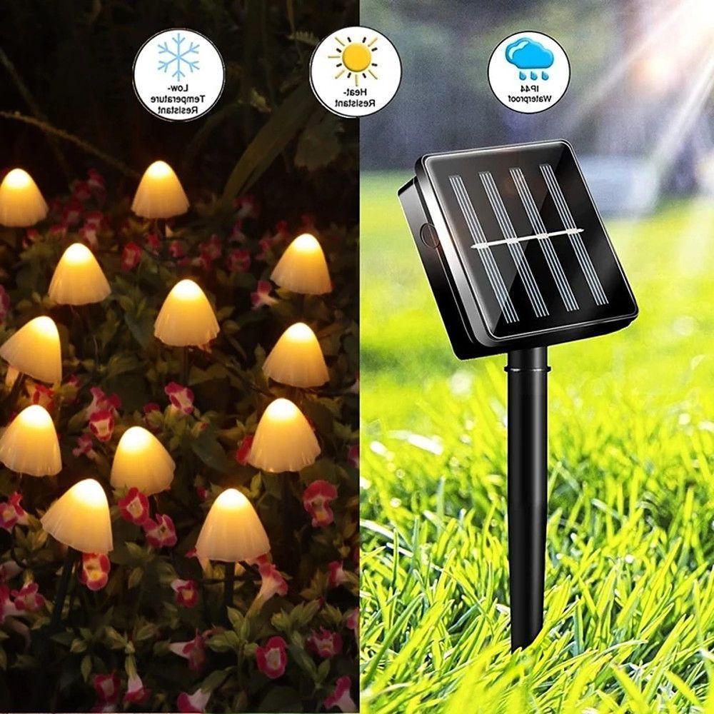 Outdoor Mini Mushroom RGB Solar 16.40 ft String Lights