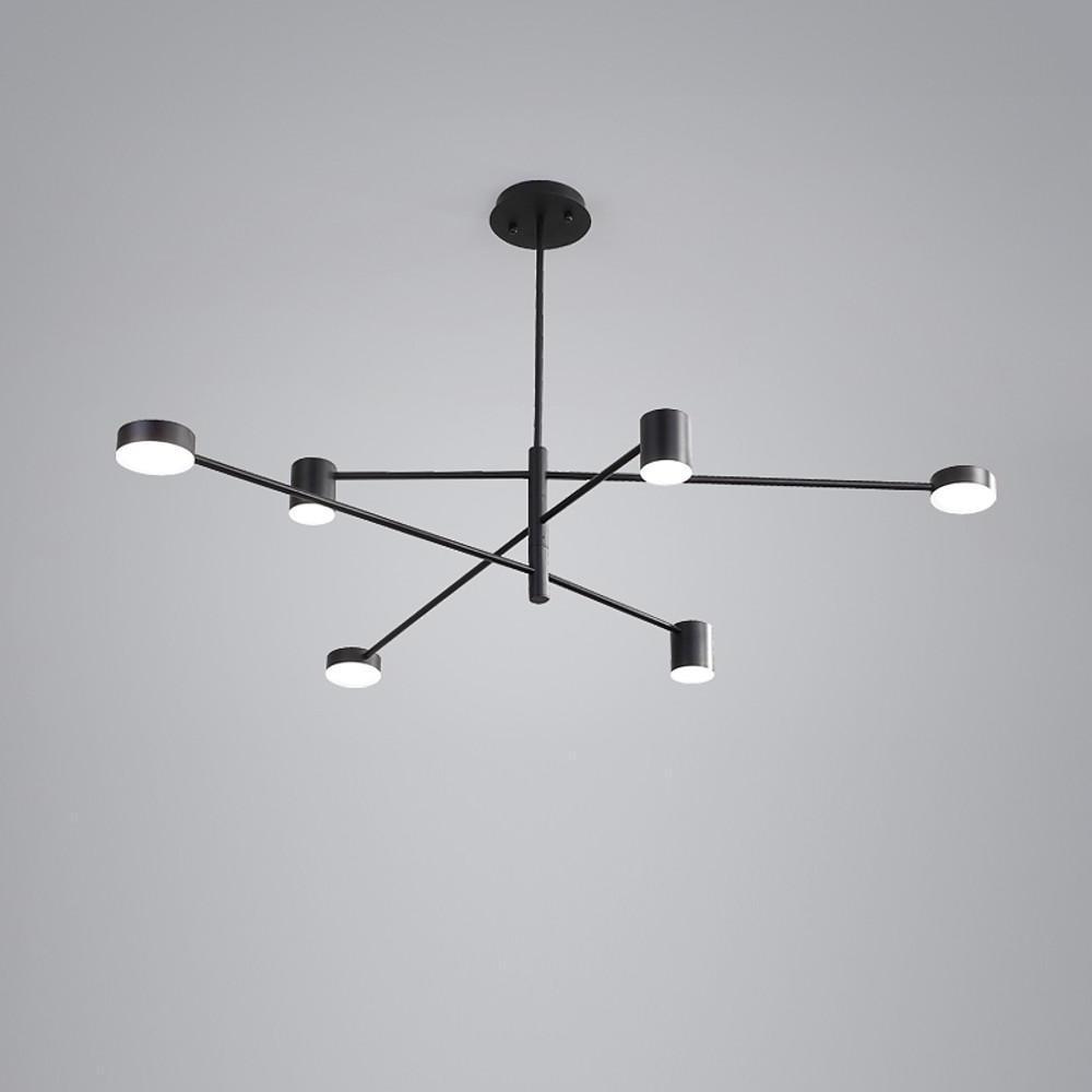 Industrial Sputnik Chandelier Black Modern Foyer Chandeliers with 6 LED Lights