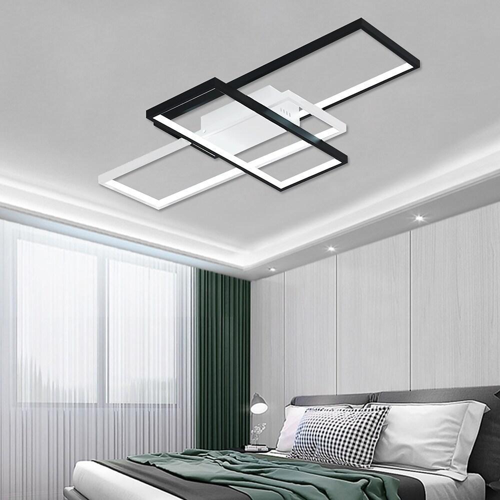 Multi Rectangle Large Flush Mount Ceiling Light with 3 Integrated Tiered Lights