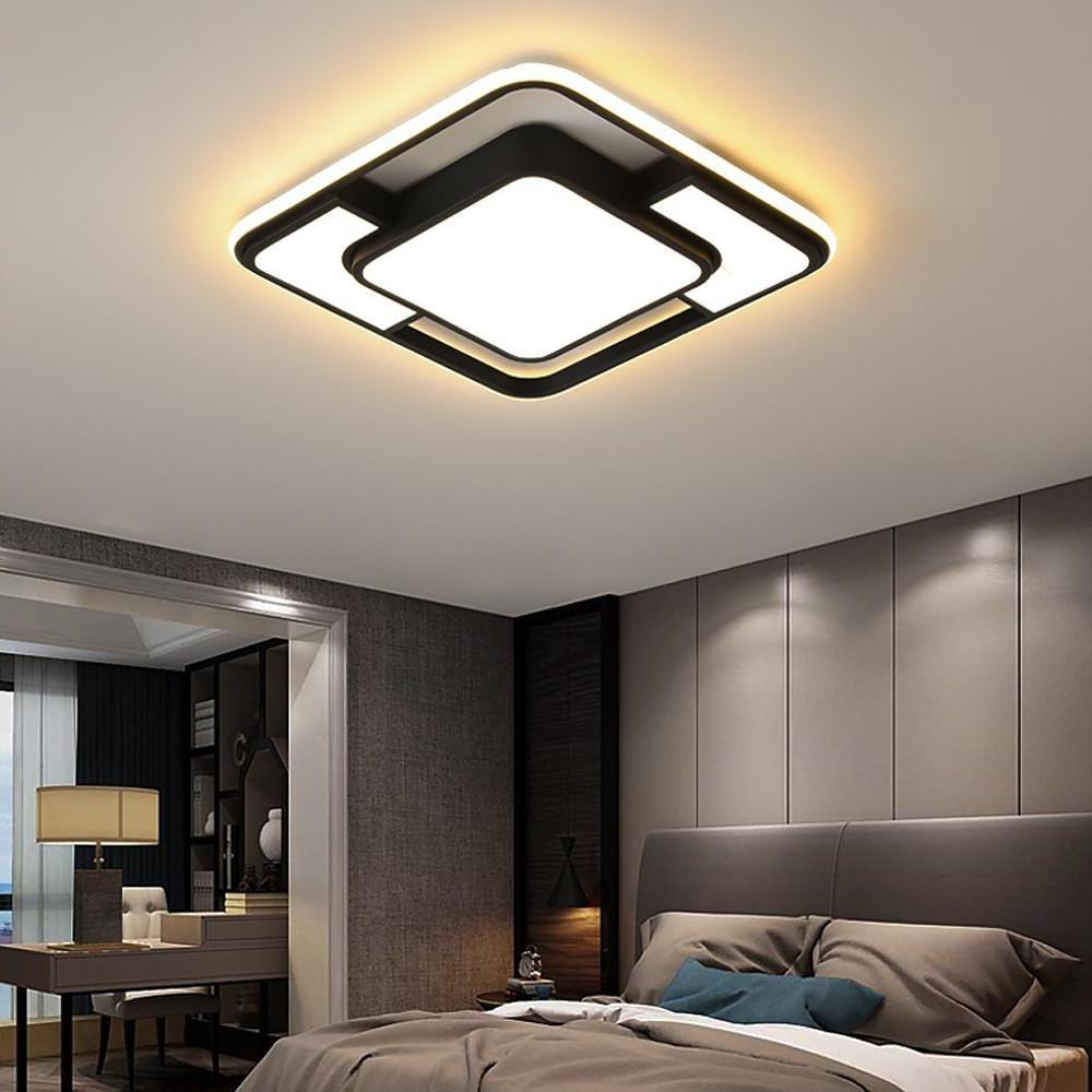 Square LED Geometric Overlay Flush Mount Ceiling Light for Bedroom