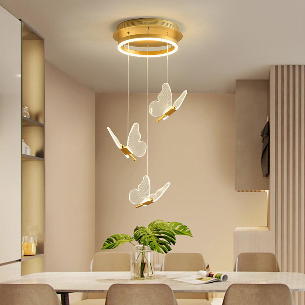 Butterfly Shapes Design Pendant Lighting Acrylic Metal Island LED Living Room Ceiling Lights