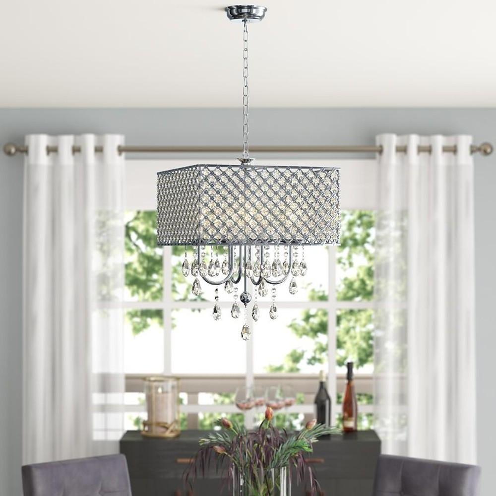 Square Electroplated Metal Glass LED Nordic Chandeliers Pendant Light