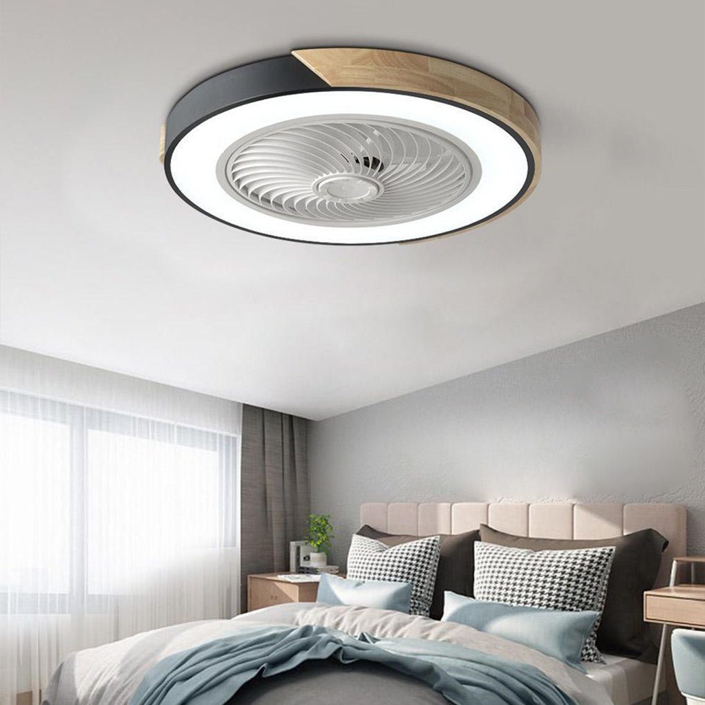 Round Square Integrated LED Bladeless Ceiling Fan Light with Remote Control