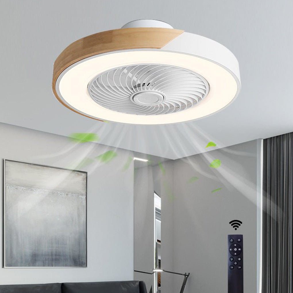 Round Square Integrated LED Bladeless Ceiling Fan Light with Remote Control