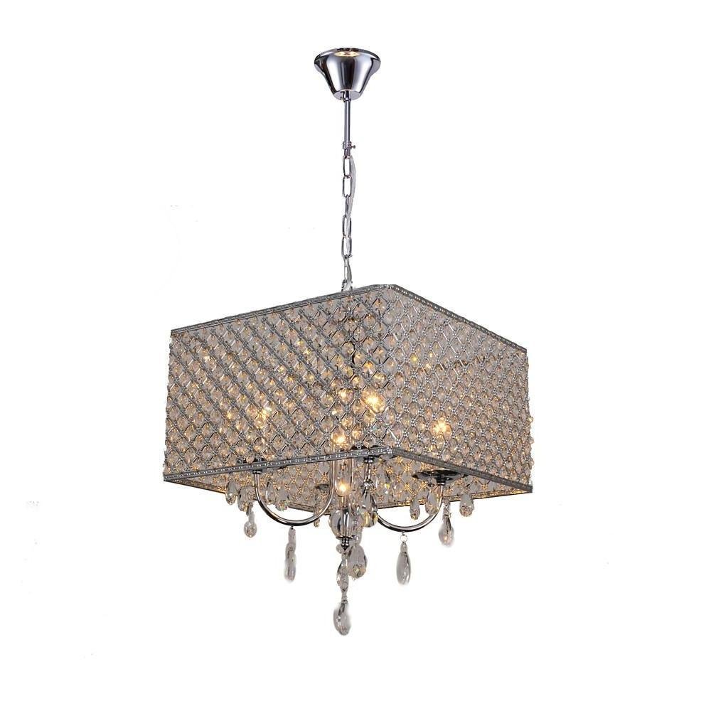 Square Electroplated Metal Glass LED Nordic Chandeliers Pendant Light