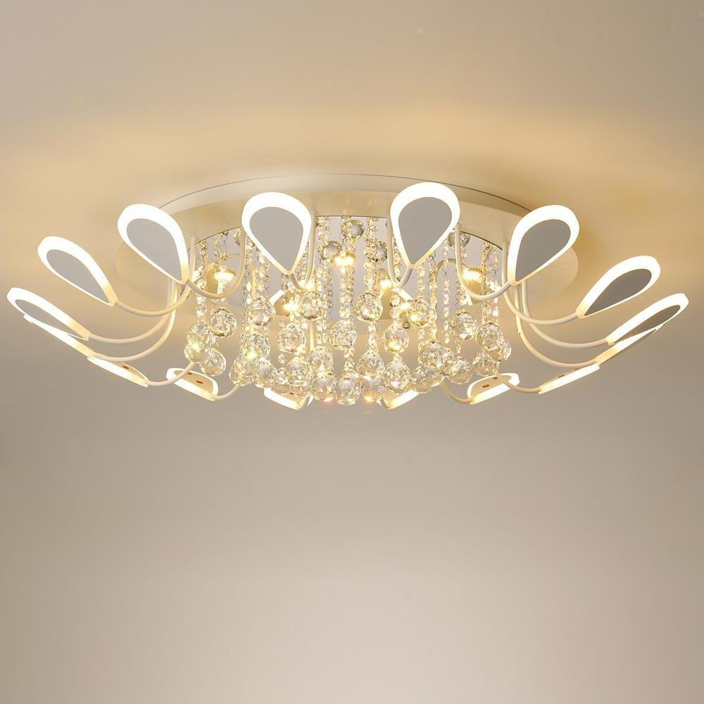 Flower Shaped Dimmable LED Crystal Modern Flush Mount Lighting Ceiling Light