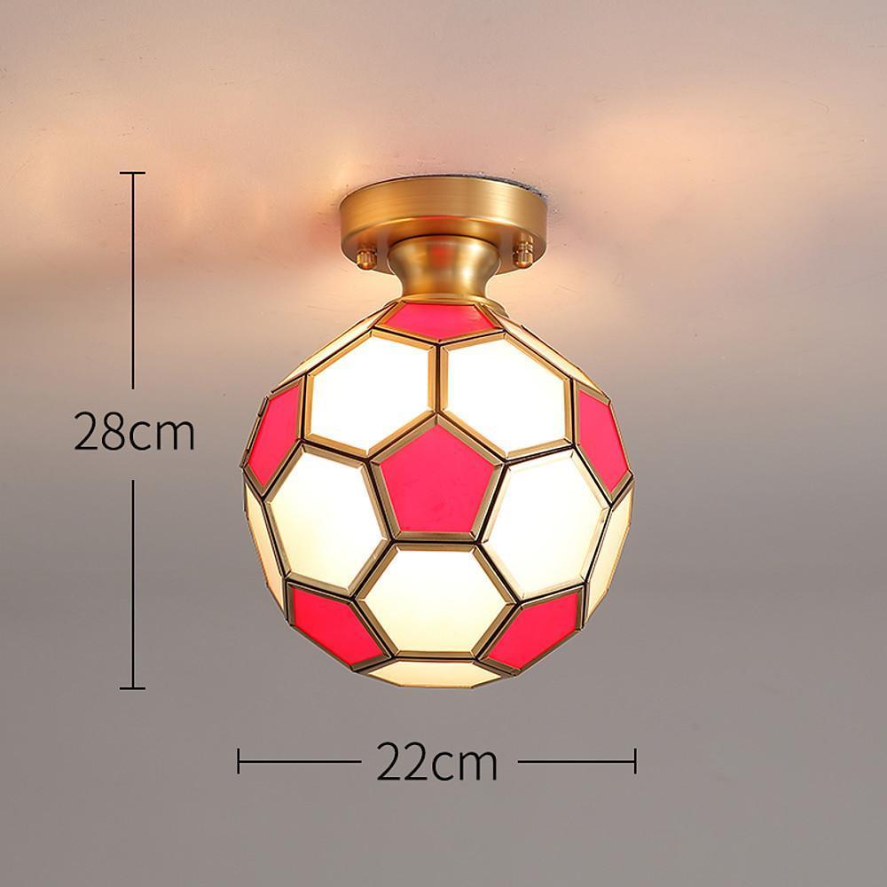 Football Electroplated Copper Glass LED Modern Ceiling Lights Flush Mount Lighting