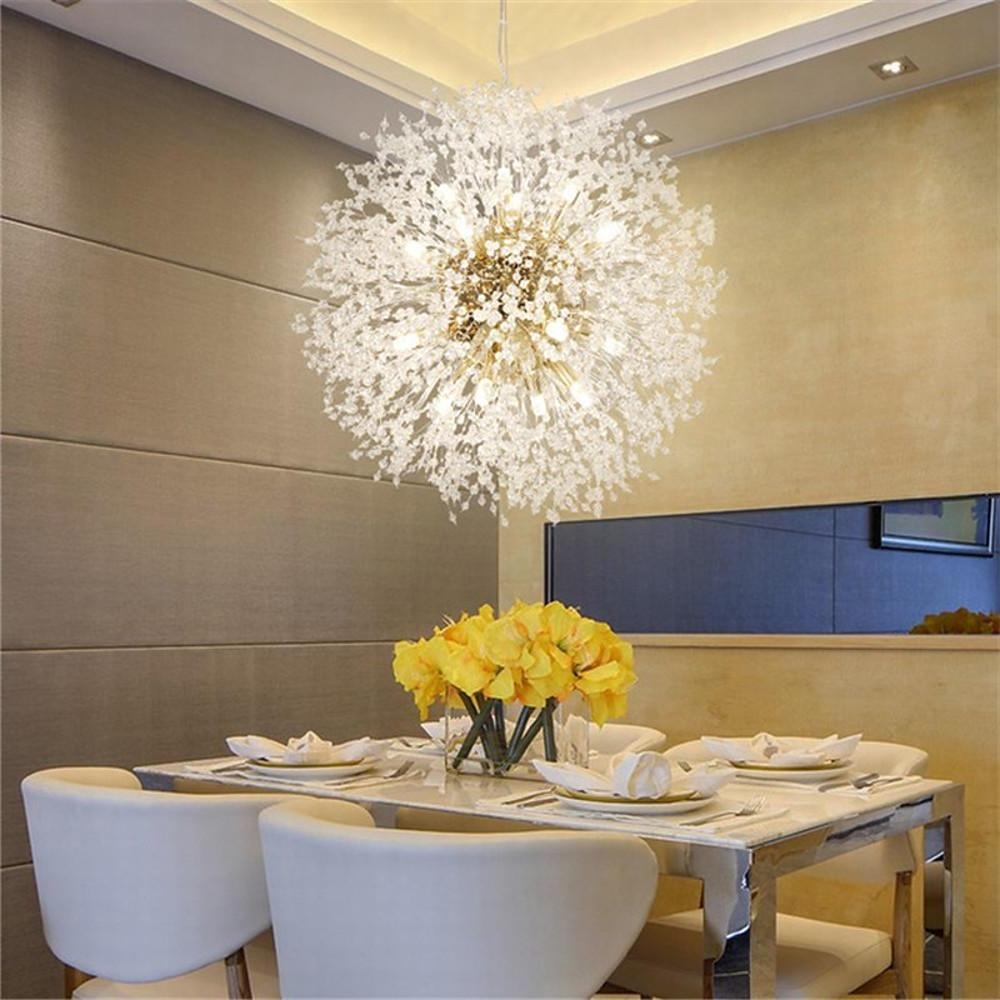 Chic Modern Metal Crystal Globe Design Chandeliers Kitchen Lighting Dining Room Lighting Ceiling Light 1 Bulb