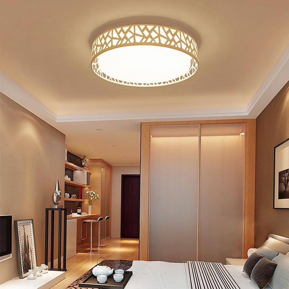 Round Metal Traditional Drum Flush Mount Light LED Bedroom Ceiling Lights