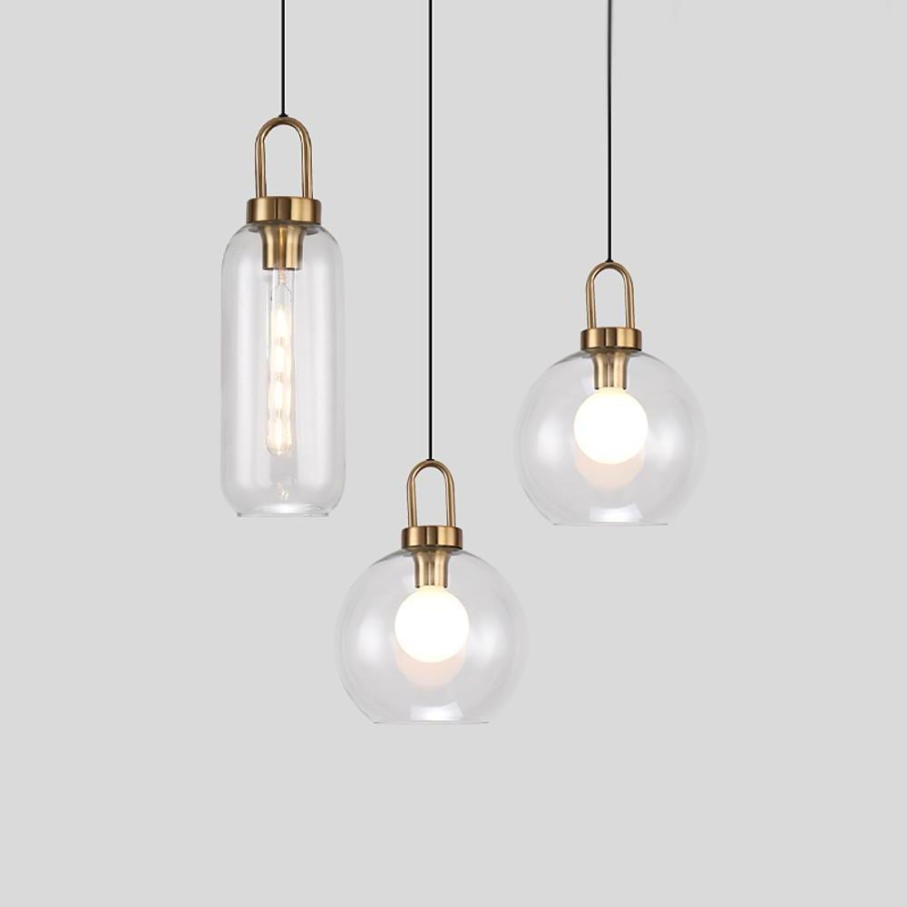 Semi Globe Glass Electroplated Metal LED Industrial Style Pendant Lighting