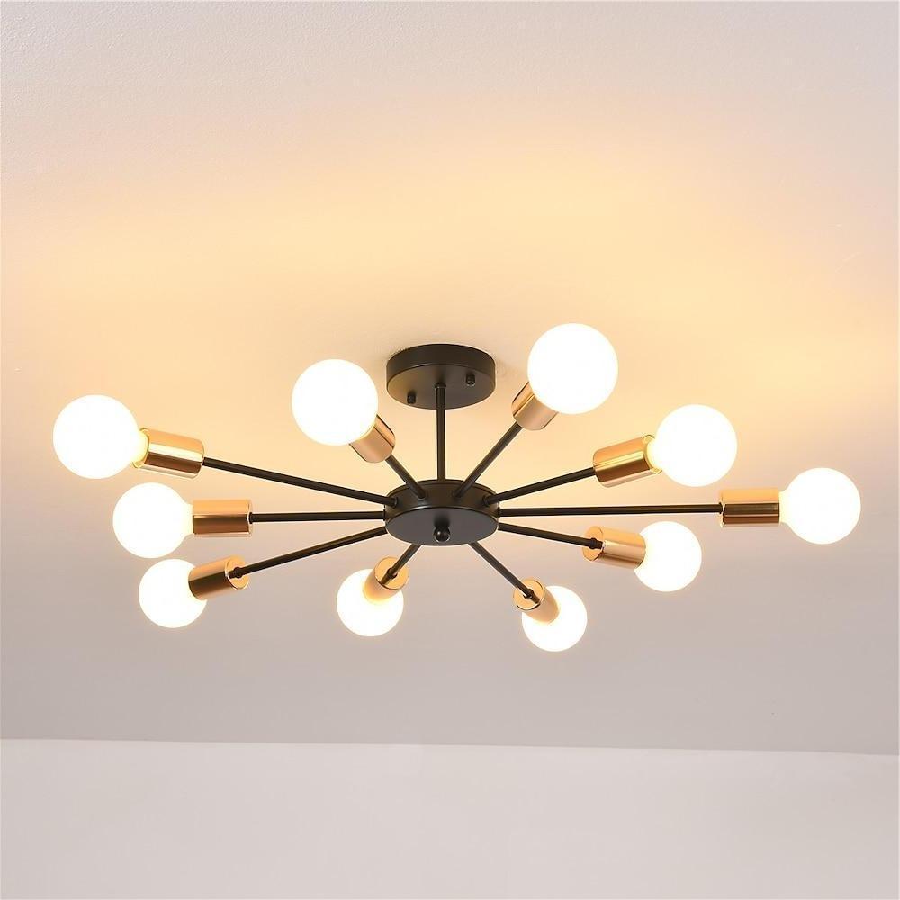 10 Light Circular Electroplated Modern LED Flush Mount Lighting Chandelier