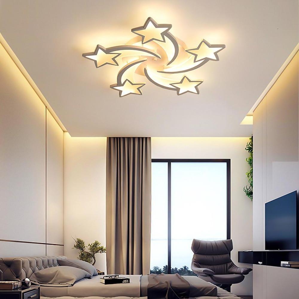 Celestial Shooting Stars Flush Mount Ceiling Light- LED, Dimmable, White, 5 to 15 Star Lights