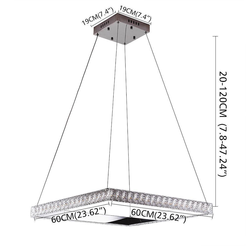 Square Electroplated Crystal Metal LED Modern Chandeliers Pendant Light