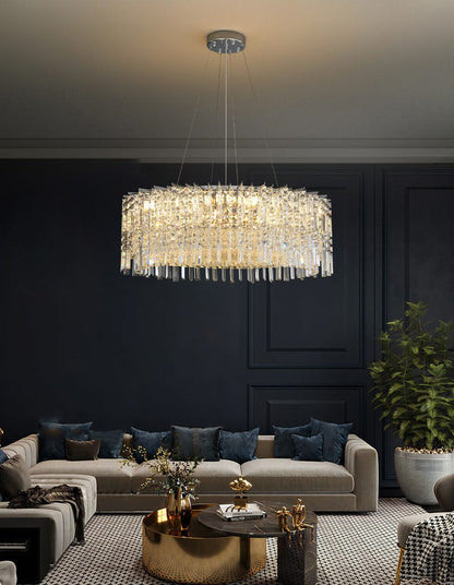 Ischia di Castro | Modern Luxury Drum Crystal LED Chandelier in Creative Design, Gold, Dia31.5xh11.0", Cool Light, Non-Dimmable