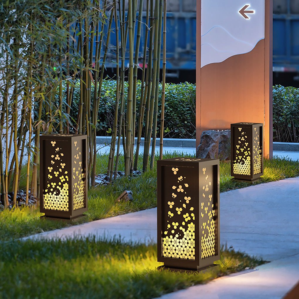 Asian Style Hollow Carved Outdoor Courtyard Waterproof Landscape Lighting Decorative Lamp