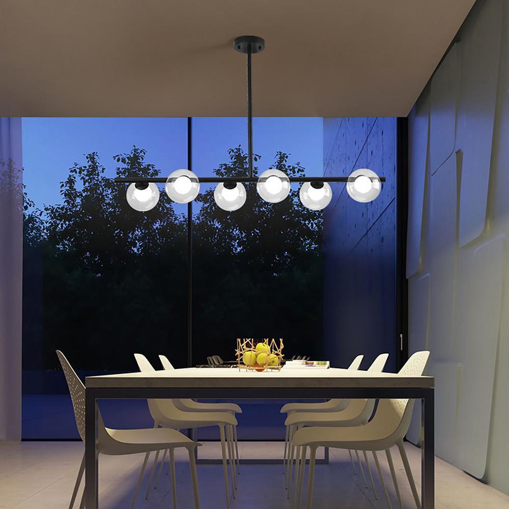 Nordic Style Modern Design Sphere Chandelier Metal Glass Ceiling Light 6 Bulbs