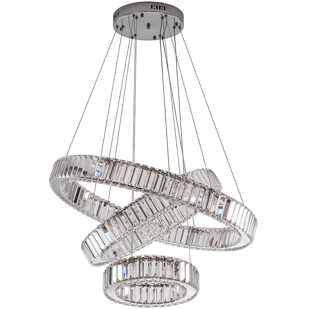 Chrome Crystal 3-Tier Pendant Light Modern Chandelier