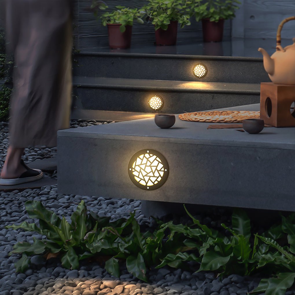 Classical Pattern Waterproof LED Embedded Ground Lights for Outdoor Garden Steps