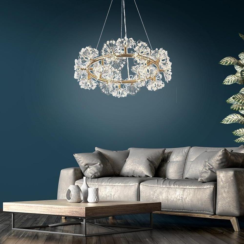 Circle Flower Design Electroplated Metal Crystal Classic Chandeliers