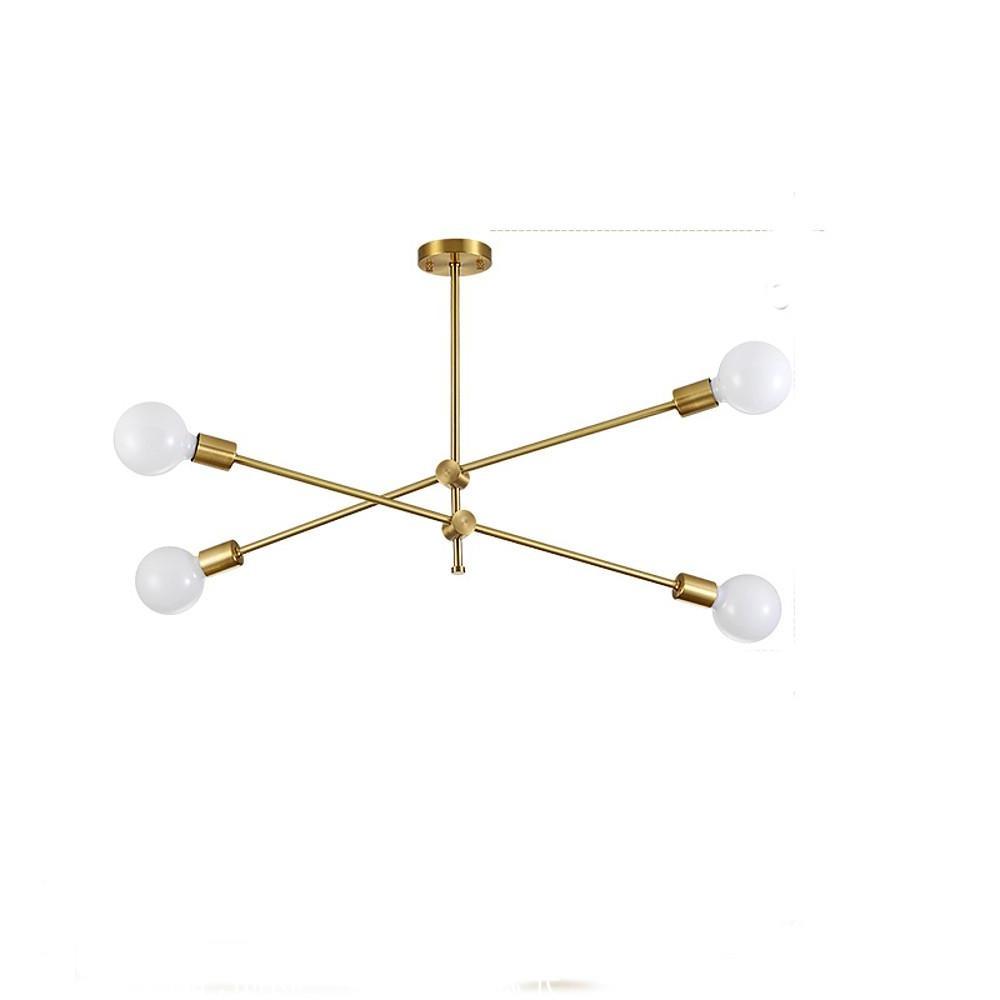 Nordic Style Sputnik Chandelier Copper Island Bedroom Ceiling Lights 4 Bulbs