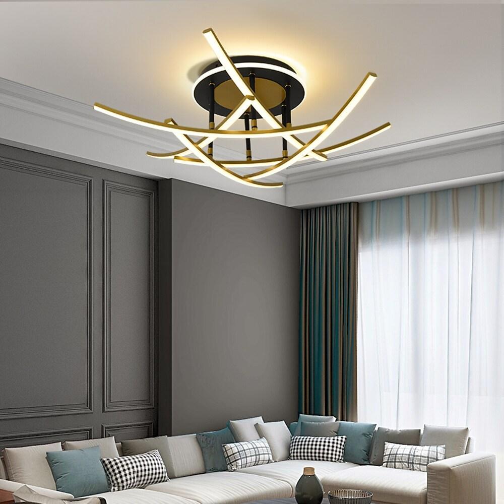 Curved Linear Dimmable LED Artistic Nordic Ceiling Lights Flush Mount Lighting