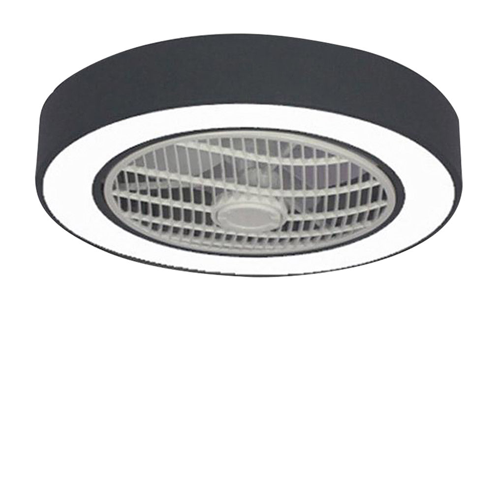 Compact Round Iron Modernized Flush Mount Bladeless Ceiling Fan With LED Lights