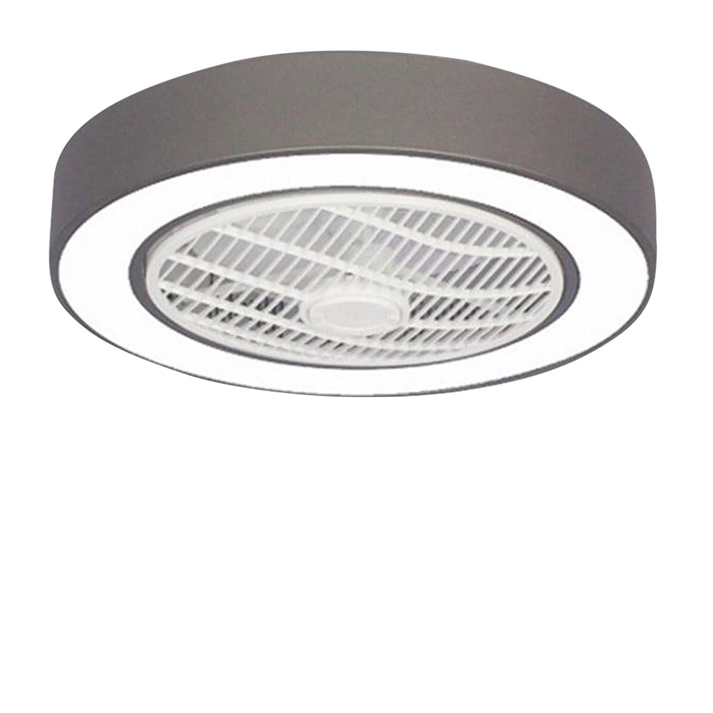 Compact Round Iron Modernized Flush Mount Bladeless Ceiling Fan With LED Lights