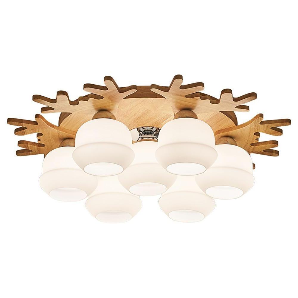 Globes Cluster Modern Bamboo Glass LED Flush Mount Ceiling Lights for Bedroom