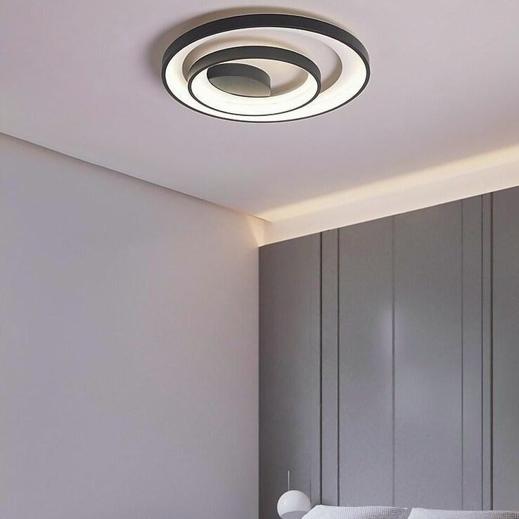 2-Light 2-Ring Semi-Flush Mount Ceiling Light LED Elegant Silica Gel Bedroom Light