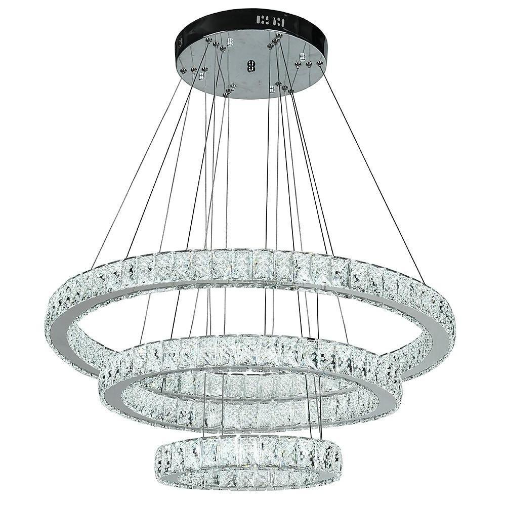 Modern 3 Tiers Circles Suspended Chandelier with Crystal Accents