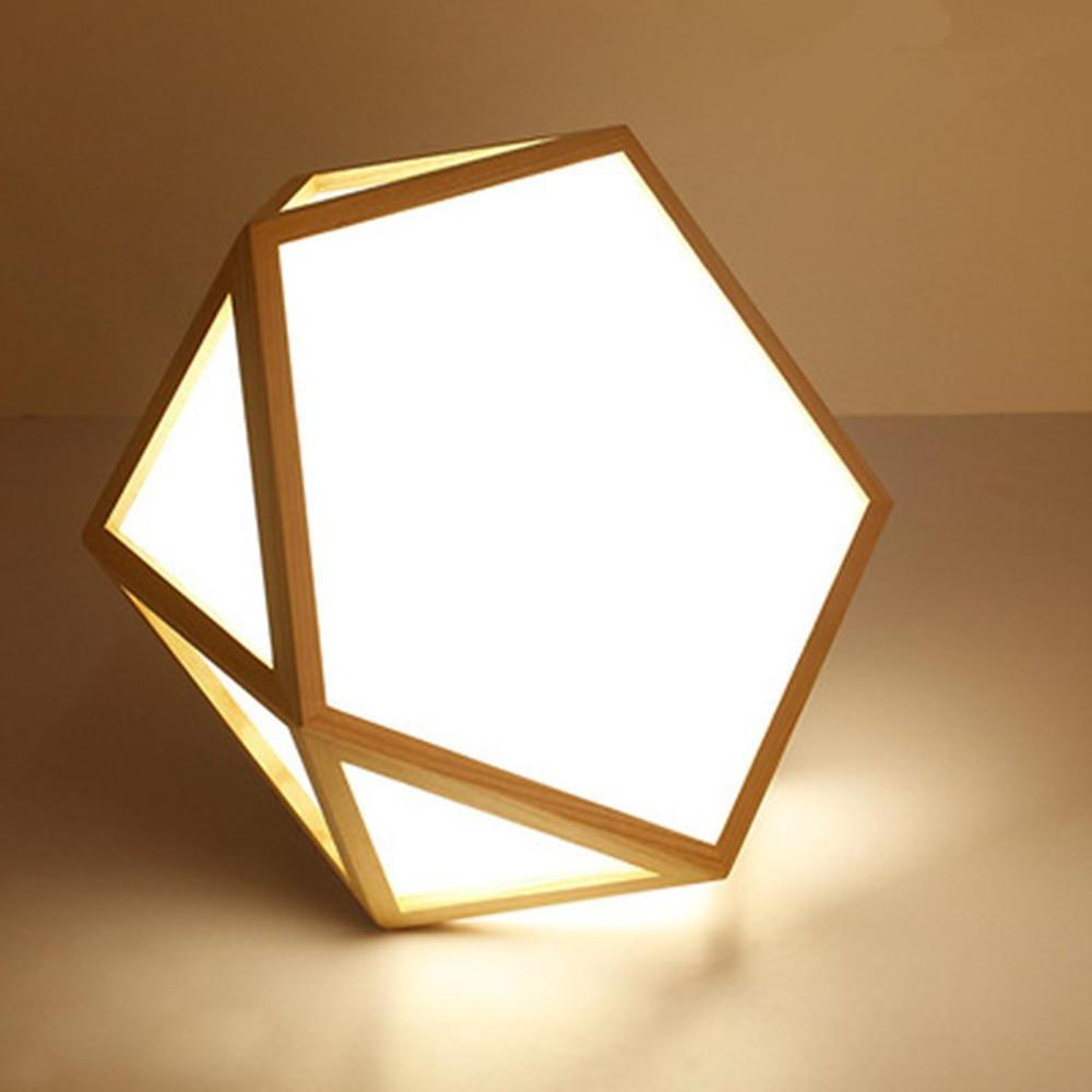 Geometric Shape Rustic Flush Mount Ceiling Light Bamboo Acrylic LED Light