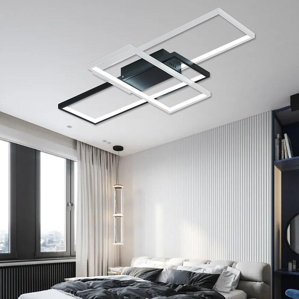 Multi Rectangle Large Flush Mount Ceiling Light with 3 Integrated Tiered Lights