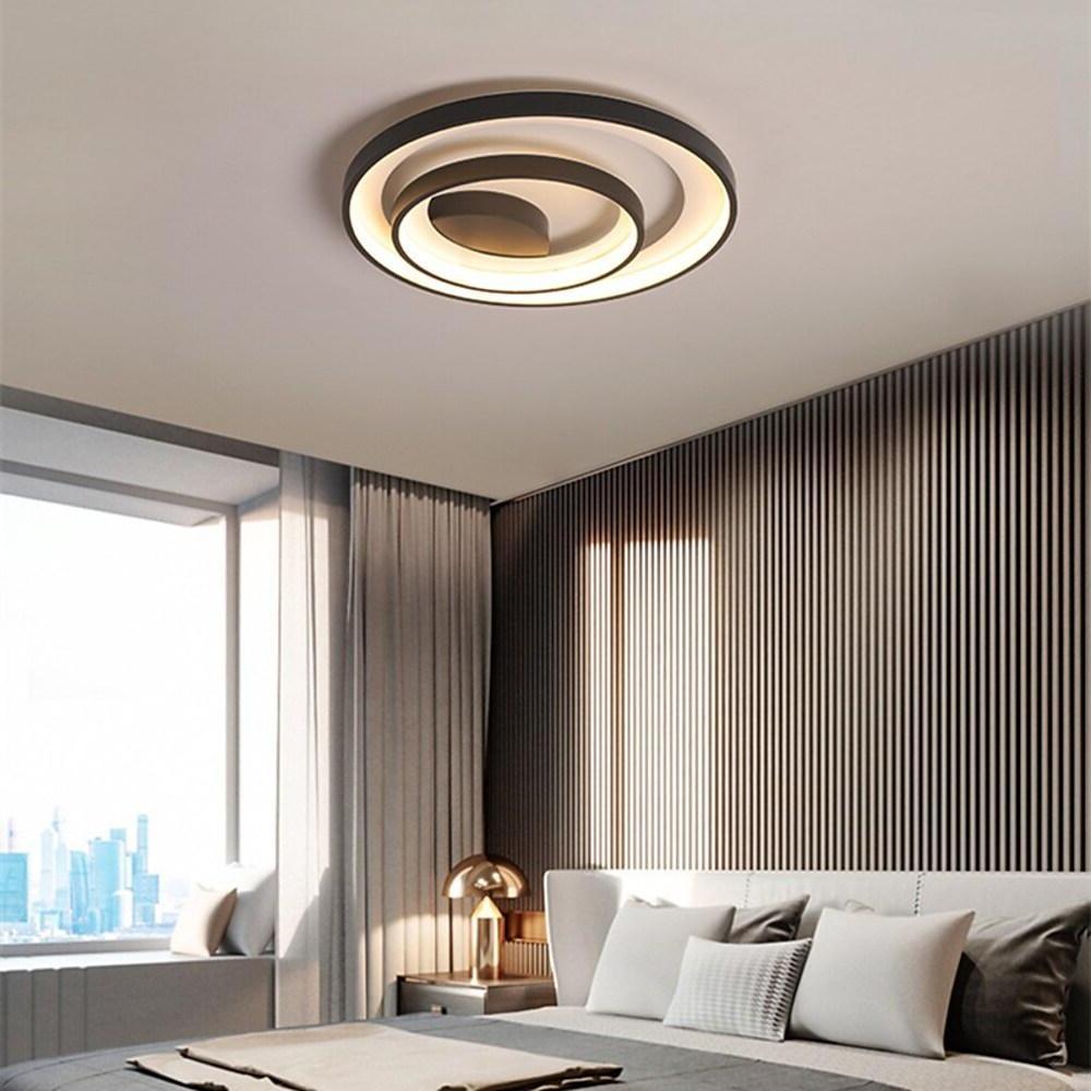 2-Light 2-Ring Semi-Flush Mount Ceiling Light LED Elegant Silica Gel Bedroom Light