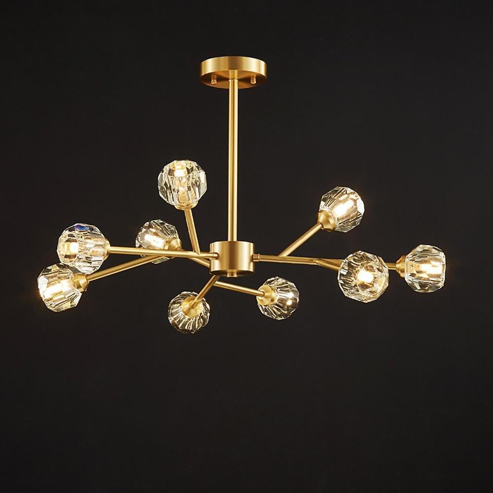 15-light LED Crystal Copper Modern Sputnik Chandelier Ceiling Lights