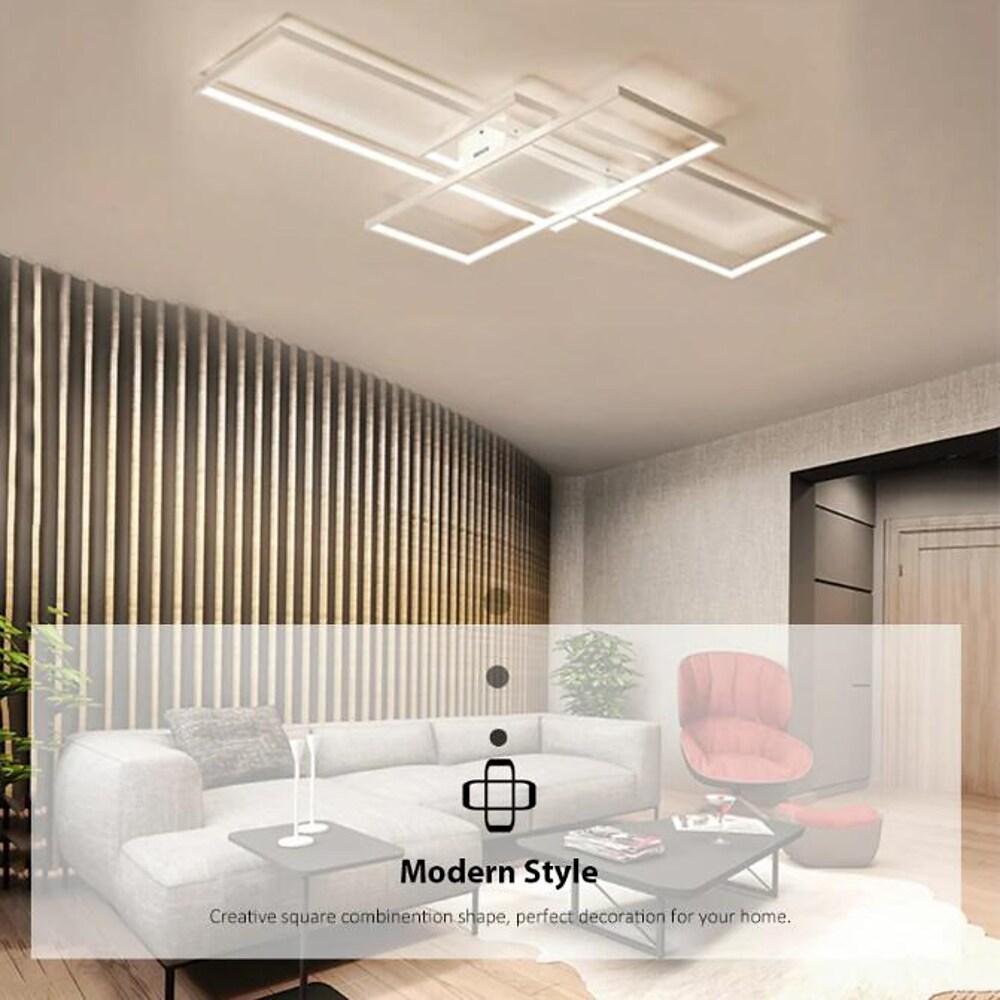 Multi Rectangle Large Flush Mount Ceiling Light with 3 Integrated Tiered Lights