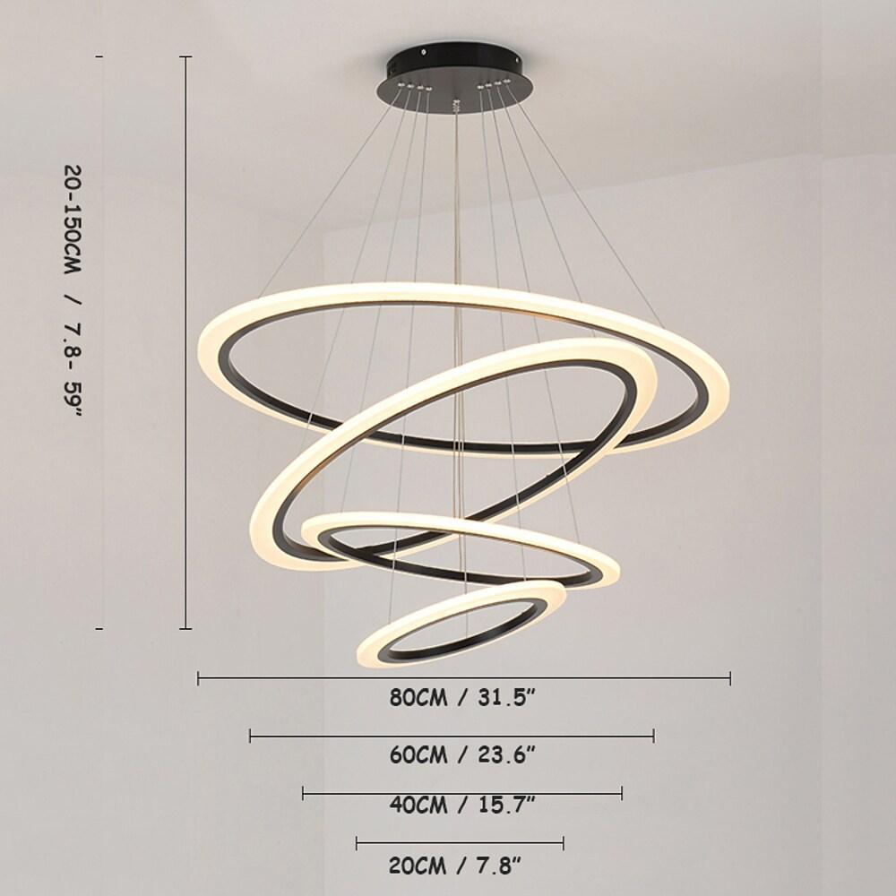 4-ring Geometric LED Modern Chandelier Pendant Light Hanging Lamp Island Lights